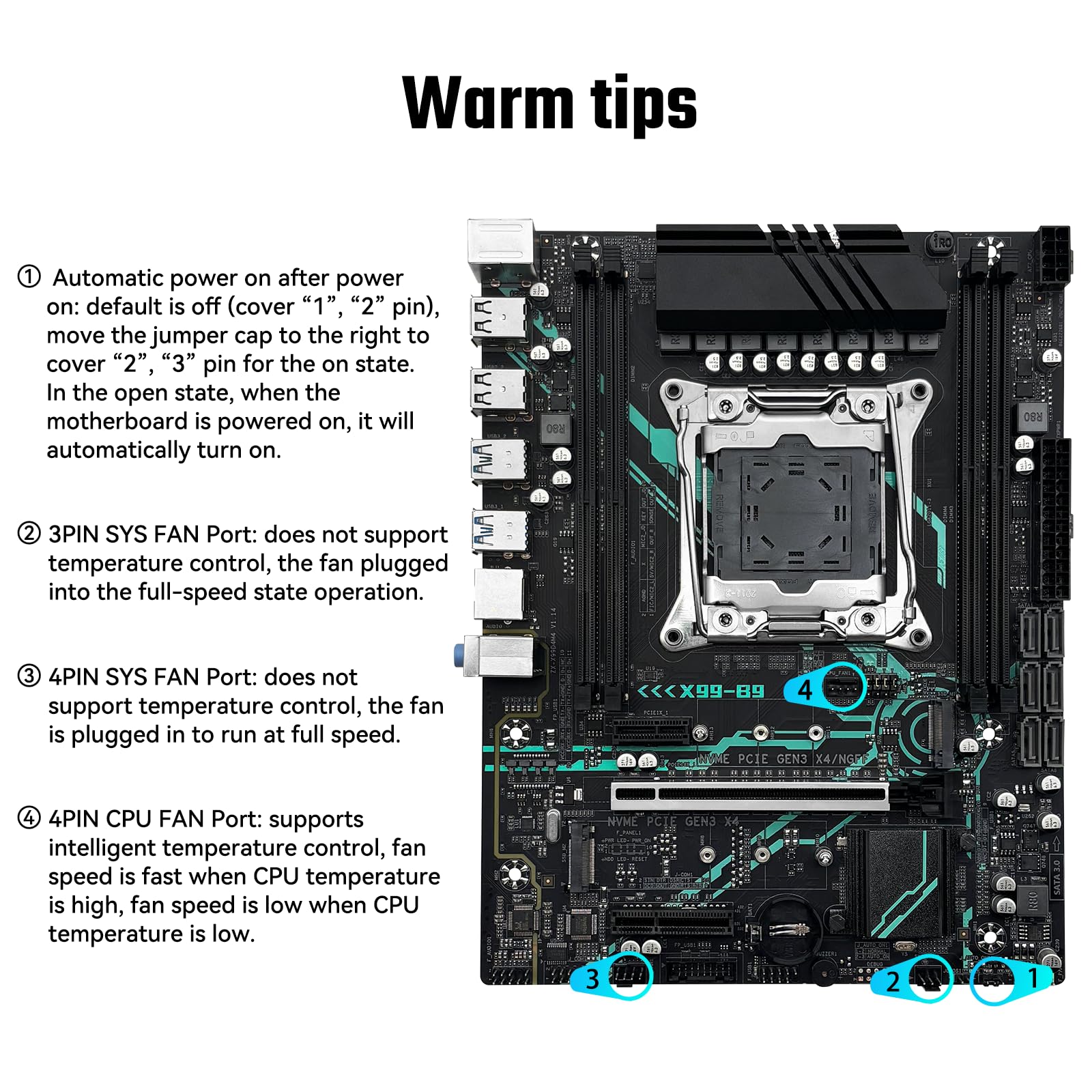SHANGZHAOYUAN X99 B9 Mainboard Kompatibel mit LGA 2011-3 Intel Xeon E5 V3/V4 Core i7 Serie CPUs (DDR4 Max 128GB, PCIe 3.0, NVME/NGFF M.2, Gigabit LAN, SATA 3.0, USB 3.0) M-ATX PC Server Motherboard