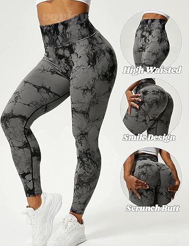 Miniatura 2 de VOYJOY Leggings sin costuras para mujer, pantalones deportivos de yoga de cintura alta, mallas elásticas con efecto de levantamiento de glúteos