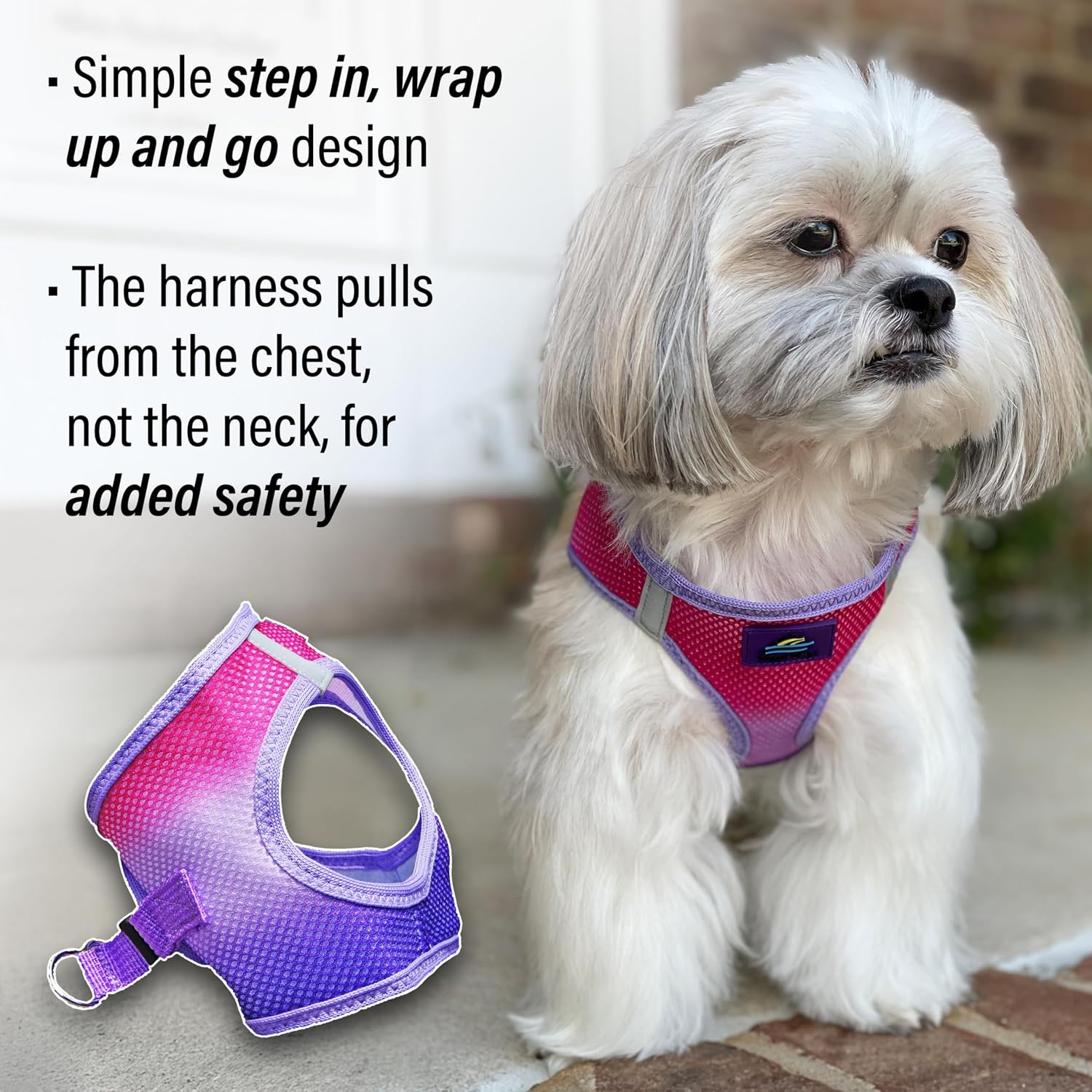 Doggie Design Dog Harness - No Choke Dog Harness, Dog Vest, Mesh Polyester, Pet Harness, Simple Step in and Go Design, Harness for Dog - Raspberry Sundae, M image 3