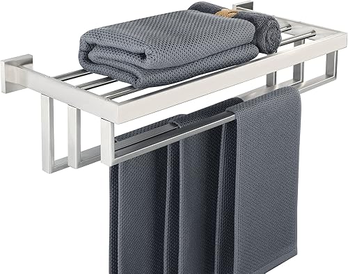 Alise GOY8003-LS - Toallero grande de baño con 3 barras de toalla para montaje en pared, soporte de almacenamiento para toallas, acero inoxidable