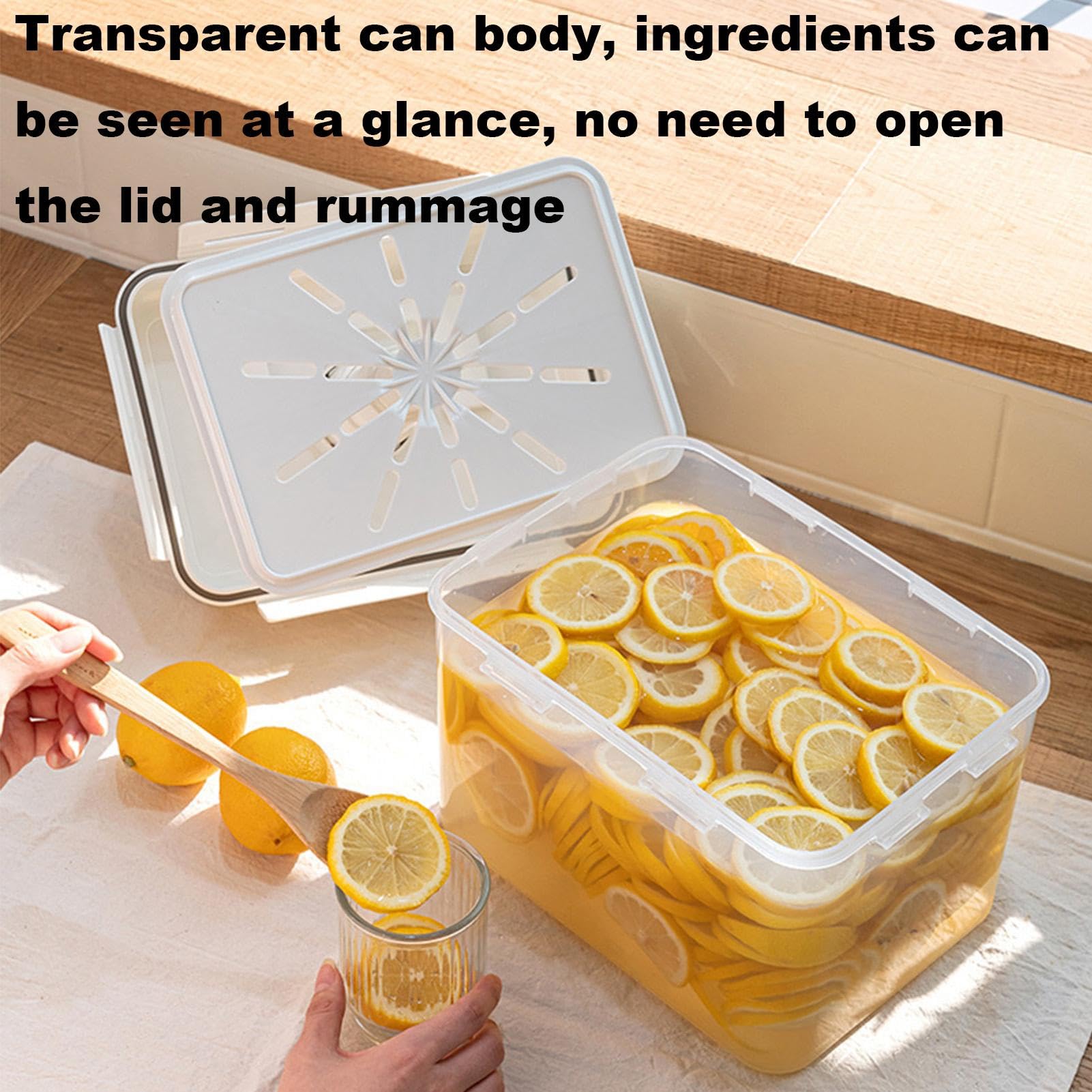 Containers - 4/5L Airtight Box, Press Fermentation Container | Press Fermentation Storage Container with 4 Side Locking, Sauerkraut Fermentation Tank for Refrigerators