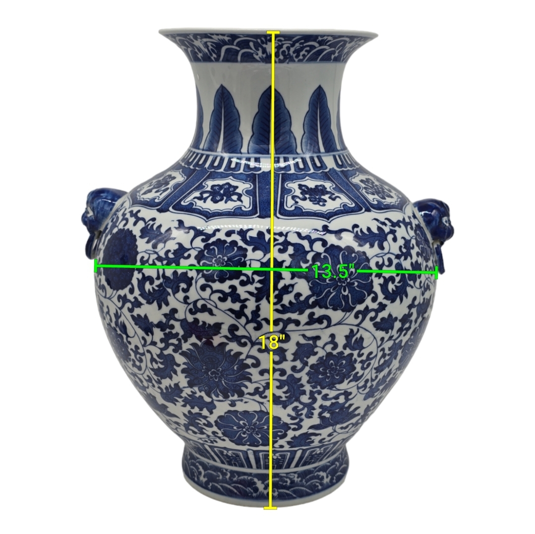 Amazon.com: Festcool 18 英吋(約45.7 公分)經典藍色和白色花卉瓷花瓶
