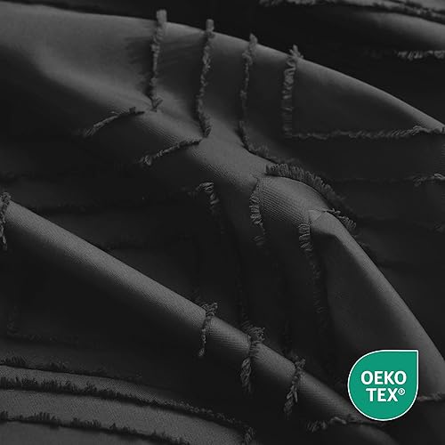 Miniatura 4 de JELLYMONI Juego de funda de edredón morado claro, tamaño King, 3 piezas, microfibra, estilo capitoné, texturado, bohemio, patrón geométrico de