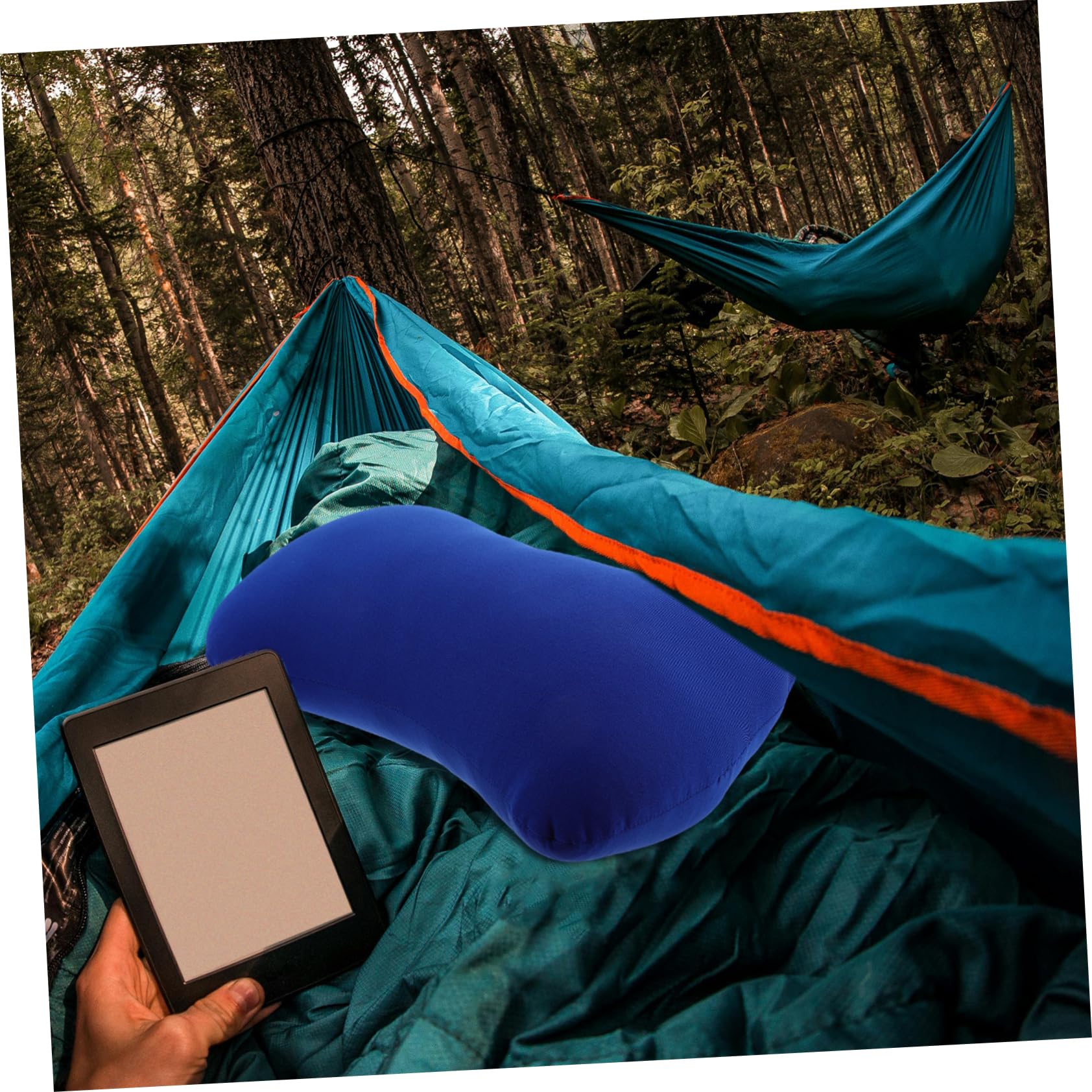 Almohada de Viaje Ergonómica Mini de Hueso Azul de Poliéster Spandex