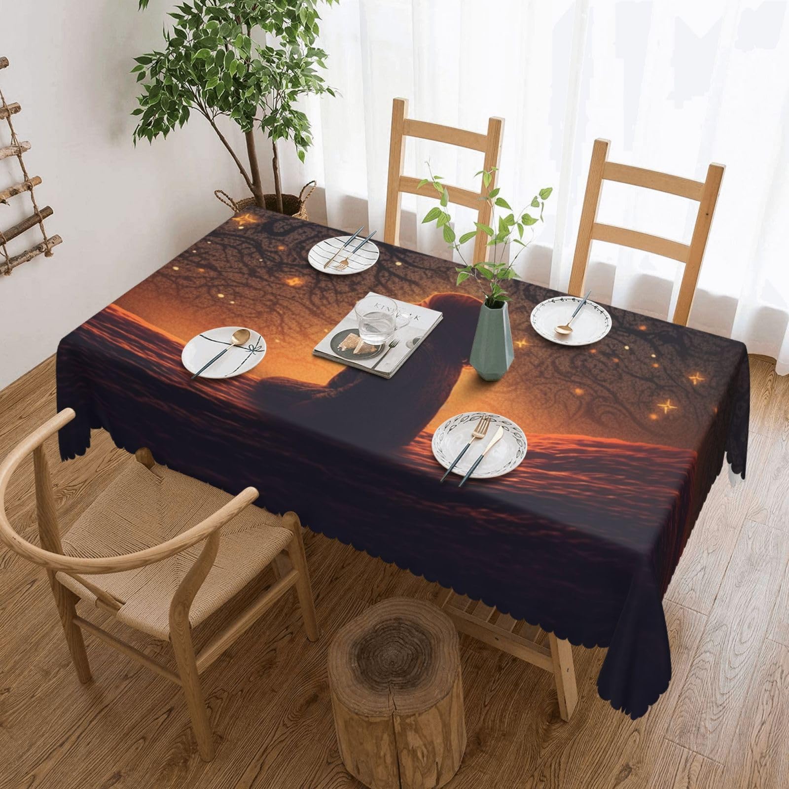 Nappe rectangulaire lavable au motif nuit étoilée pour vos repas en extérieur et intérieur