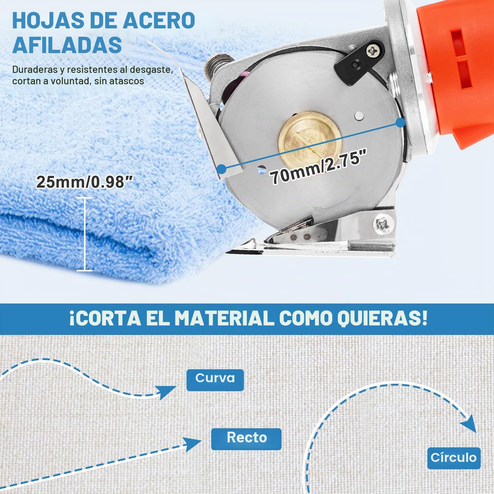 MXBAOHENG Cortador de Tela Industrial Inalámbricas con 2 Batería 2 Cuchillas Tijeras Electricas para Tela 25mm Grosor Máximo de Corte