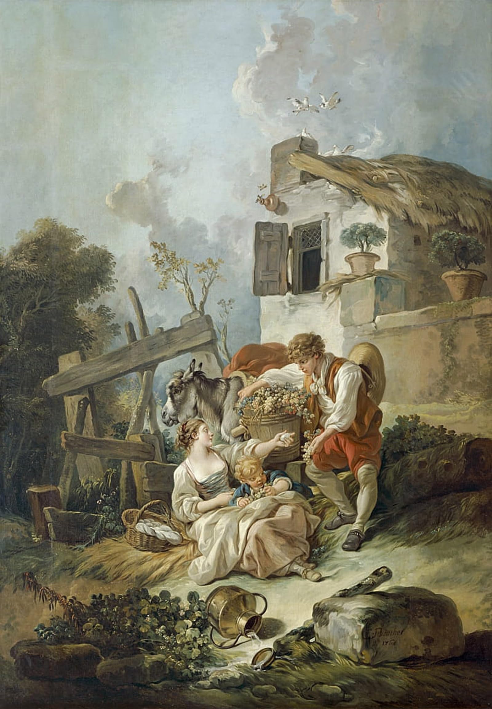 SERENDIPITP Abstract Painting Mural Print Picture Wall Decor Painting The Exchange of Produce' by François Boucher Vintage Wall Artwork for Home Decor 60x90cm