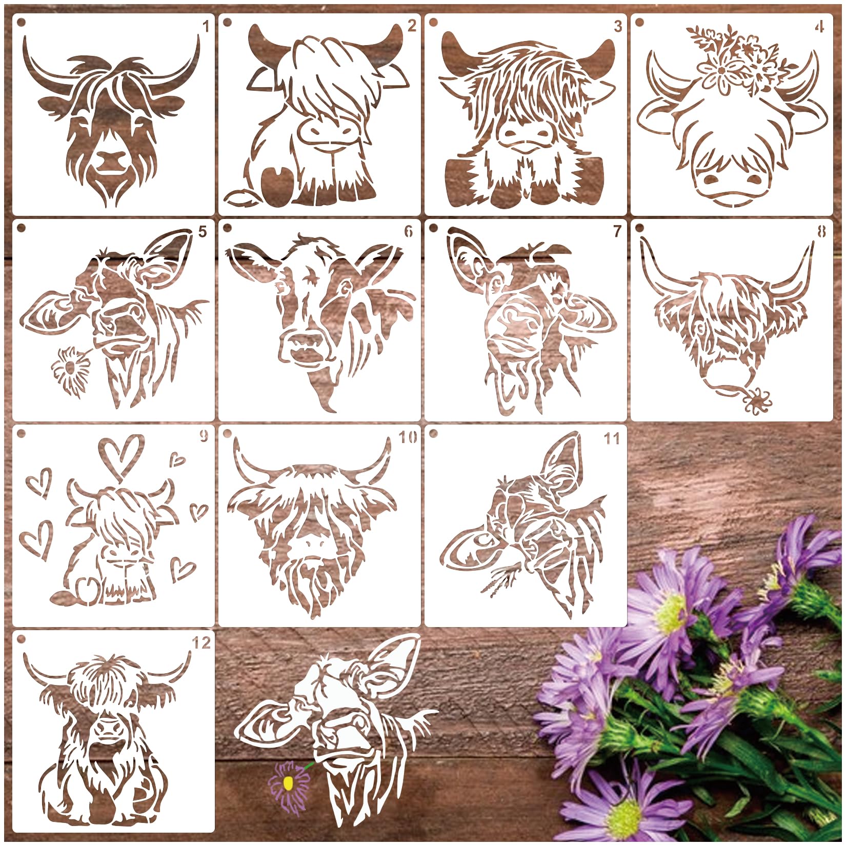 Snapklik.com : Cow Farmhouse Stencils For Painting Farm Highland Cow ...