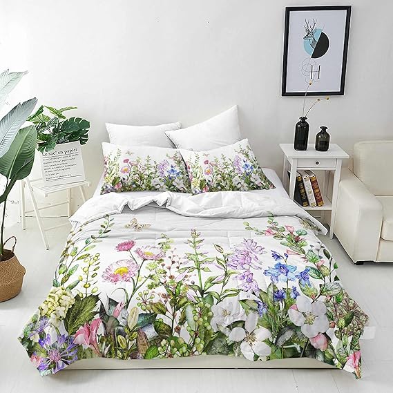 ANHOPE Floral Duvet Cover Set Soft Comforter Cover Set Watercolor