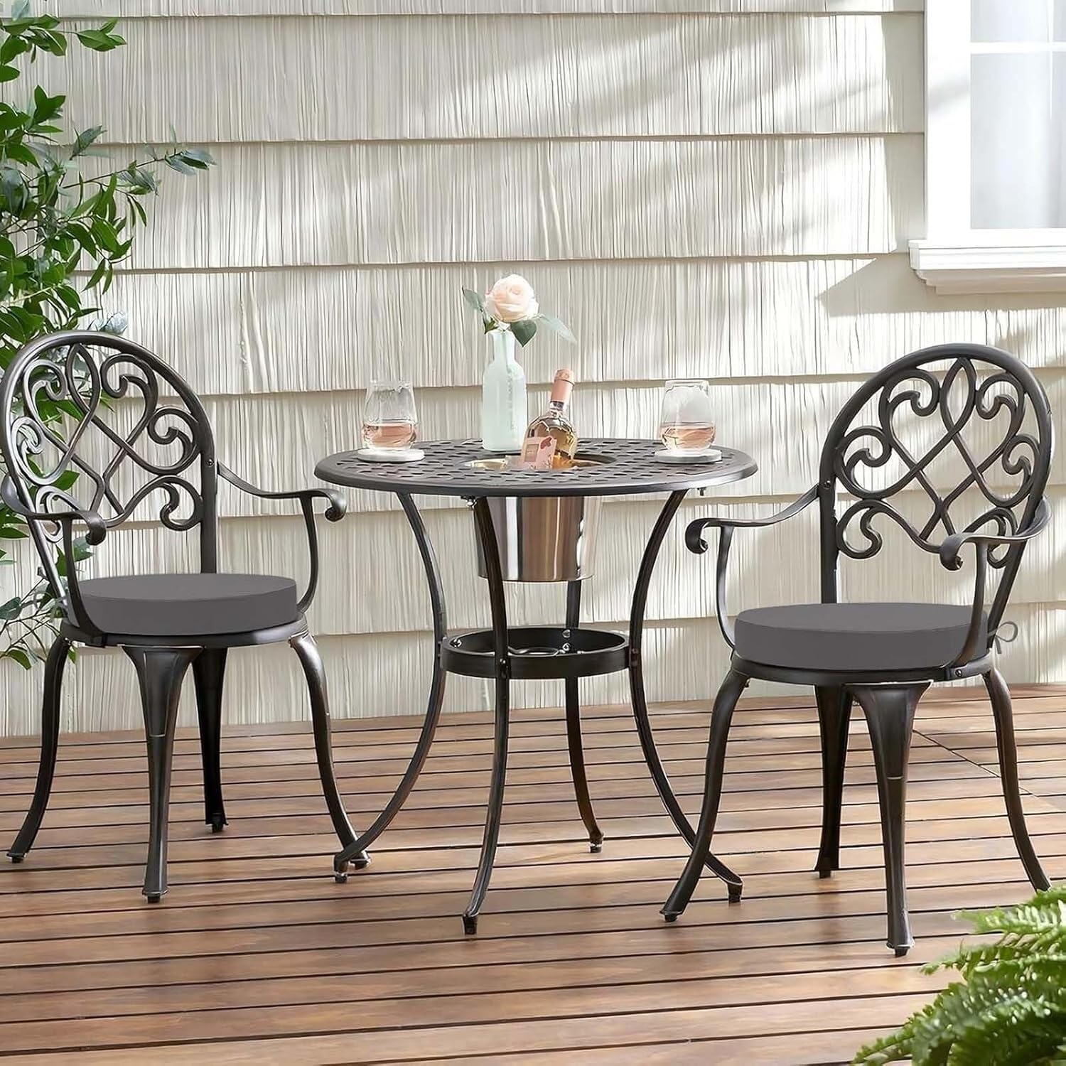 Set di 2 Cuscini Rotondi Esterno Giardino per Sedie Impermeabili con Fasce | Spessi 5 cm, Cuscini per Seduta Rimovibile con Cerniera, per Sedie da Terrazza(Frutta Verde,50x50x5cm)