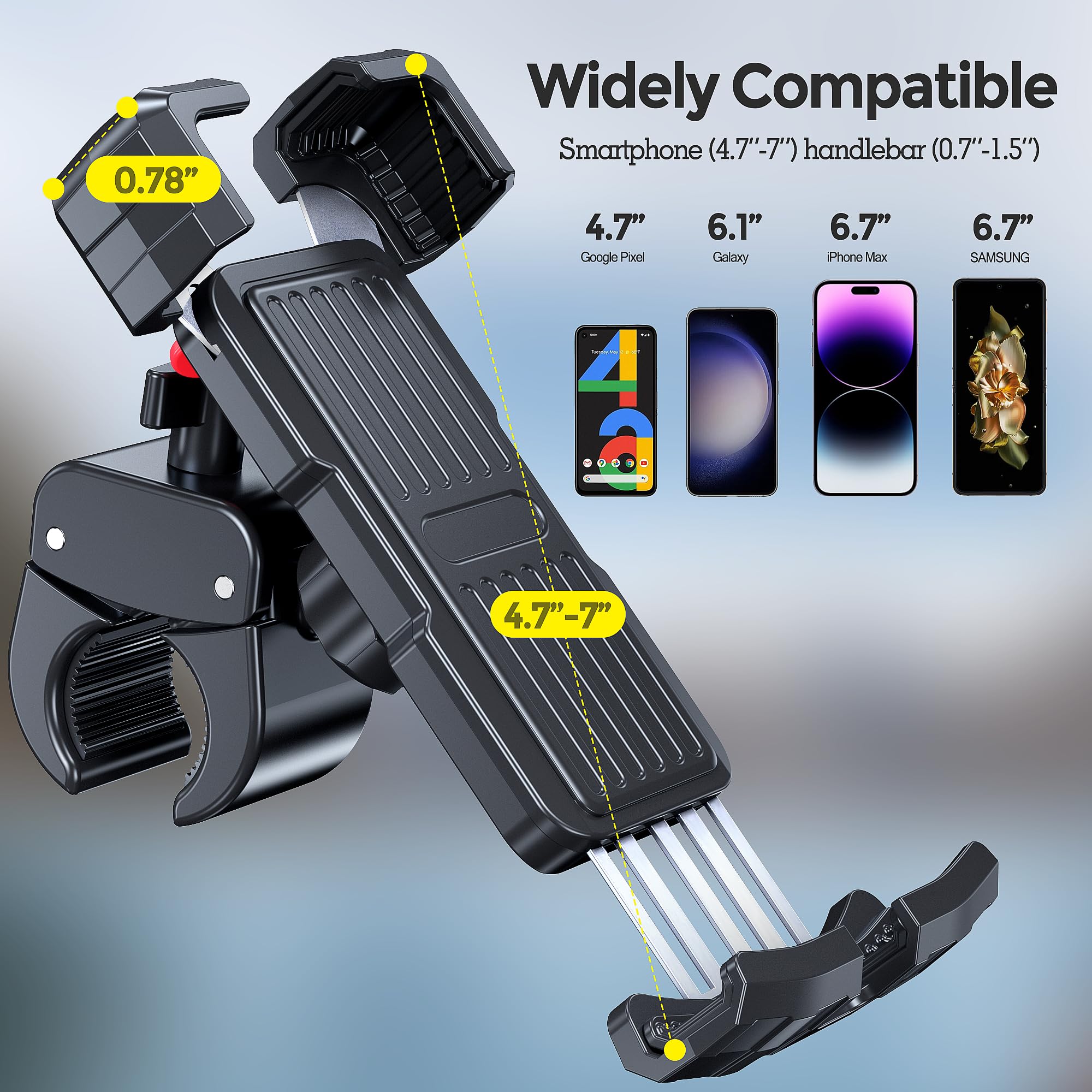 woleyi Supporto Telefono Bicicletta Collo Oca, Porta Cellulare Moto [Flessibile Durevole] Supporto Universale Manubrio Passeggino Scooter per iPhone 15 Pro Max 14 13, Samsung, smartphone 4-7