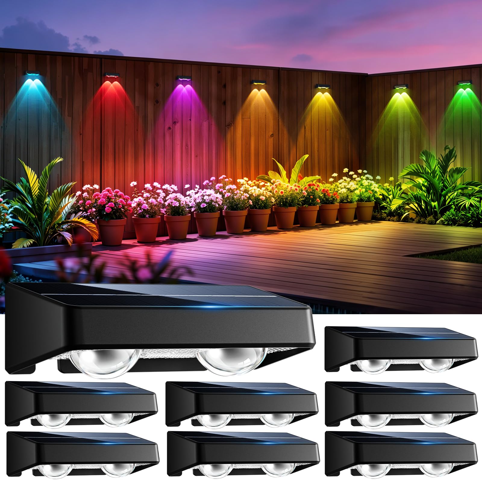 nibuuecer Solar Fence Lights 8 Pack