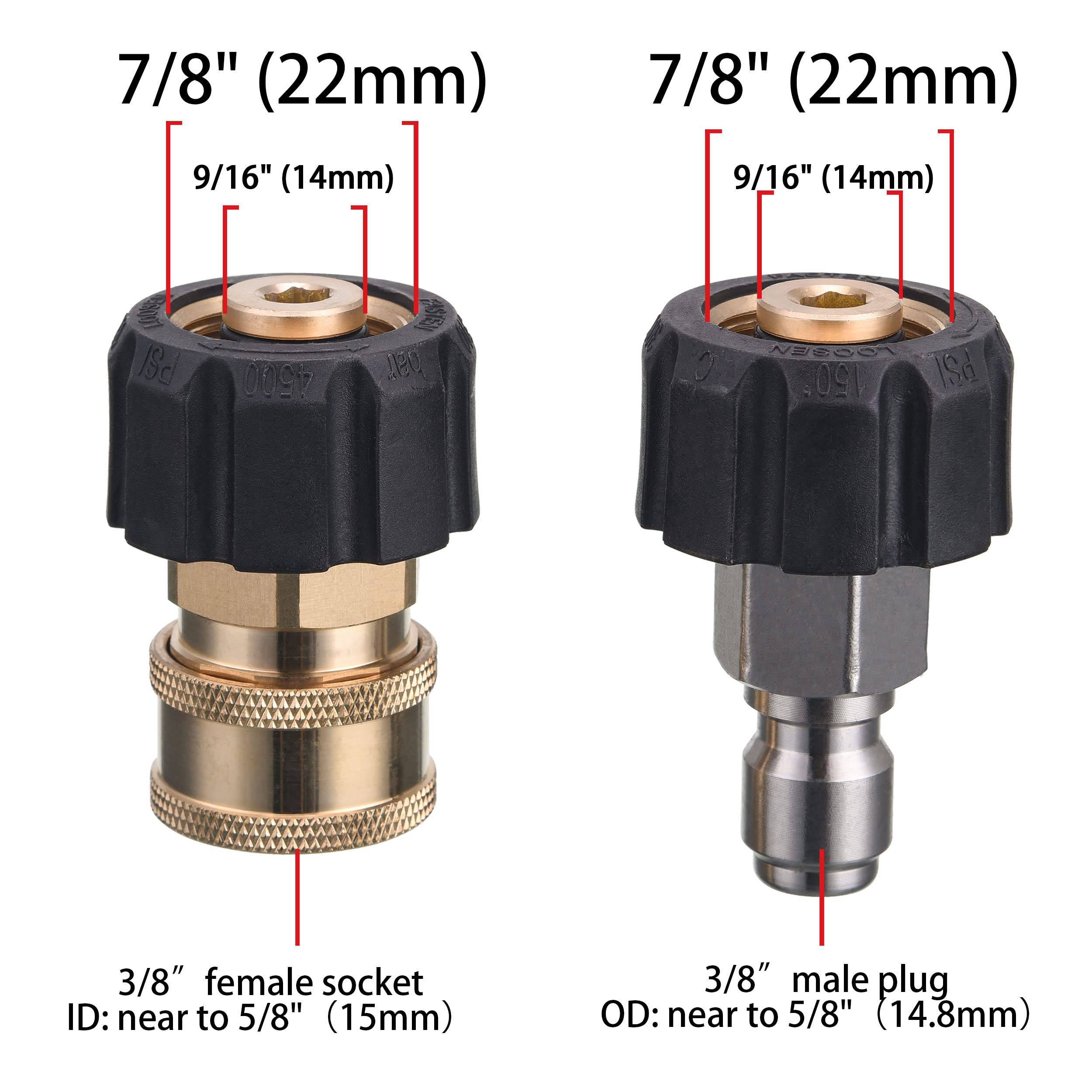 Schnellkupplung Für Druckwaschmaschine - 14,8mm Stecker Auf 3/8" BSP Buchse