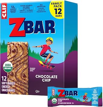 Zbar - Chocolate Chip - Soft-Baked Energy Snack Bars - Non-GMO - 12g Whole Grains - USDA Organic Granola Bars - Snacks for Kids 12 Pack