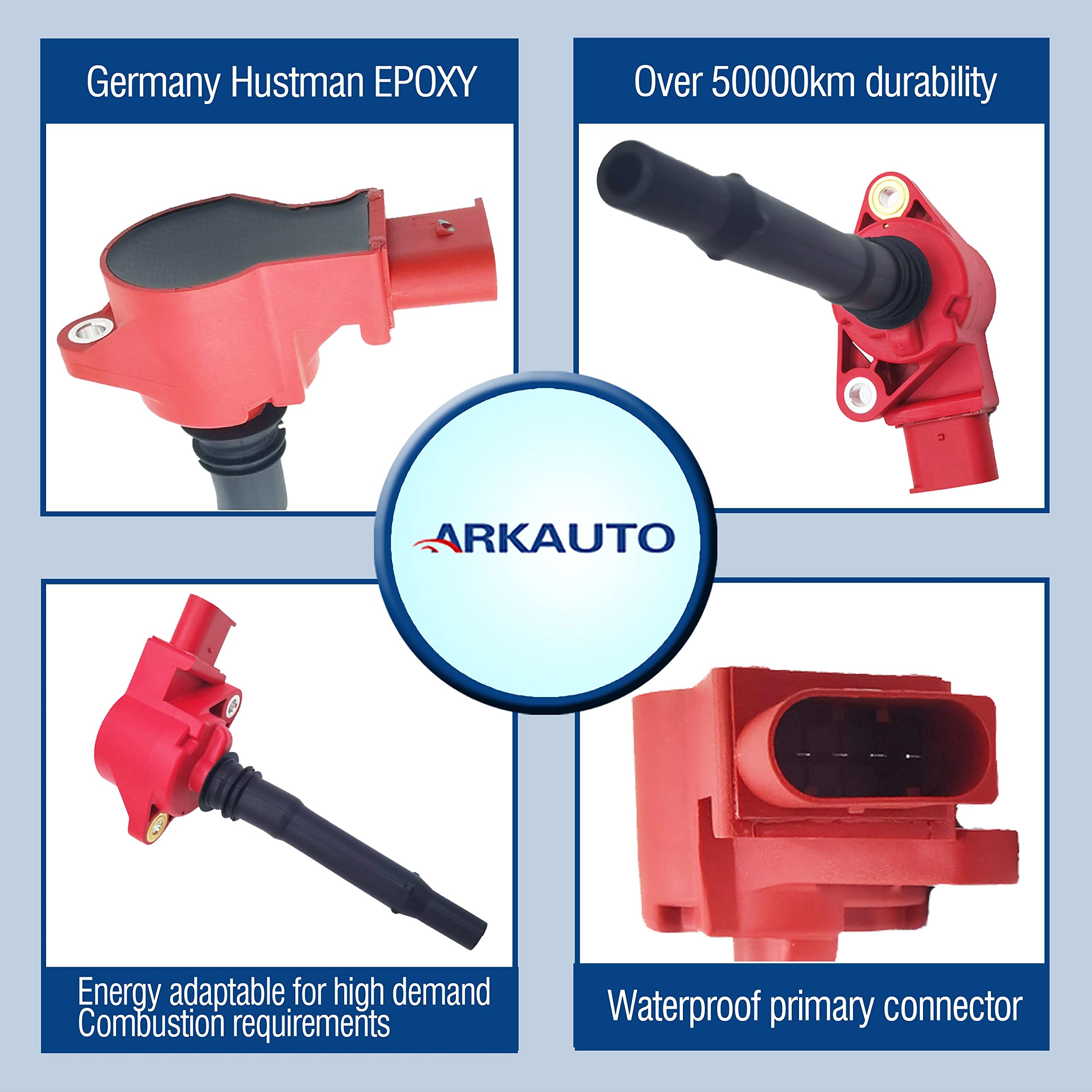 Amazon.com: 8PCS ARKAUTO HIGH ENERGY RED TOP IGNITION COIL 