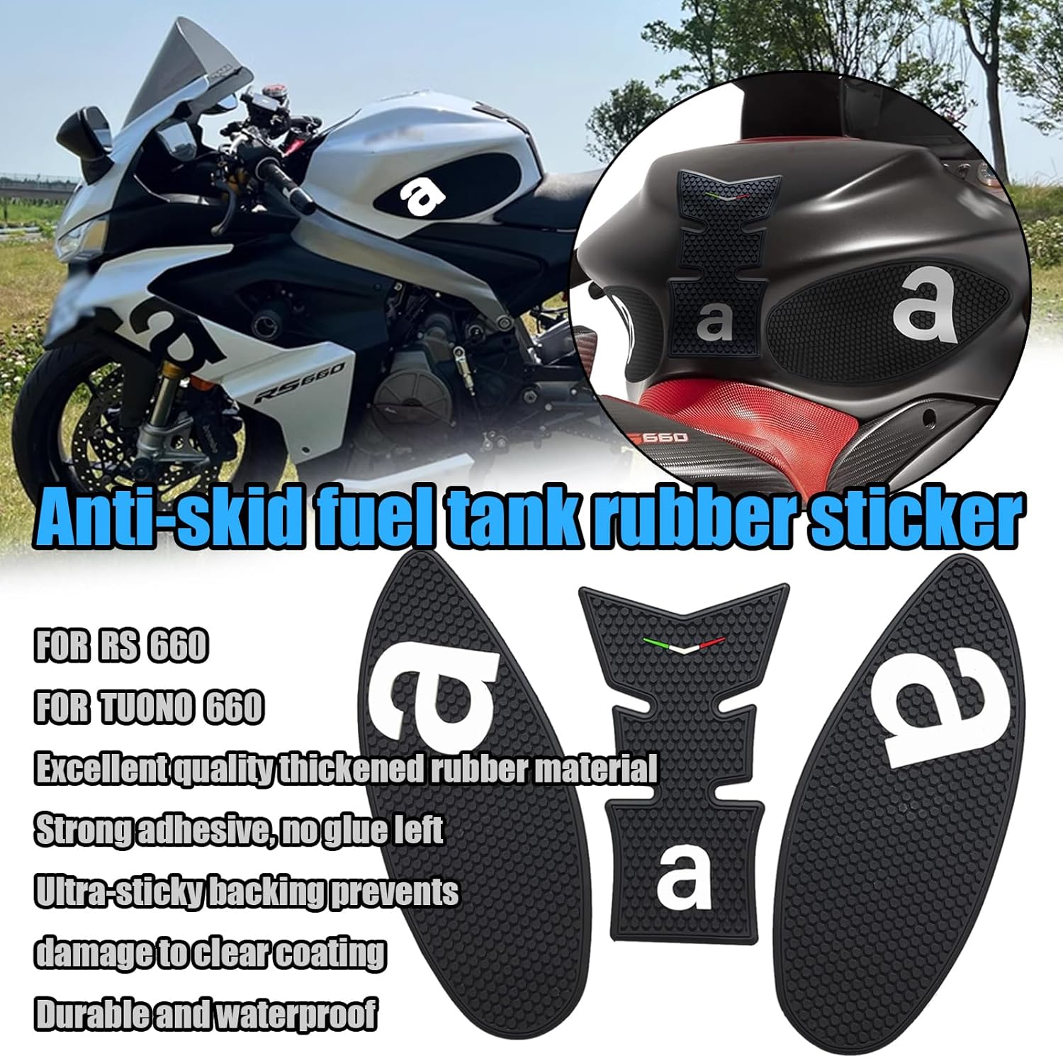 for RS 660 RS660 Tuono 660 2025 Motorcycle Side Tank Pads Tank Pads Knee Pads Protectors Decals Traction Pads rs 660 rs660 Tuono 660 2020-2025 Motorcycle Accessories (Red)