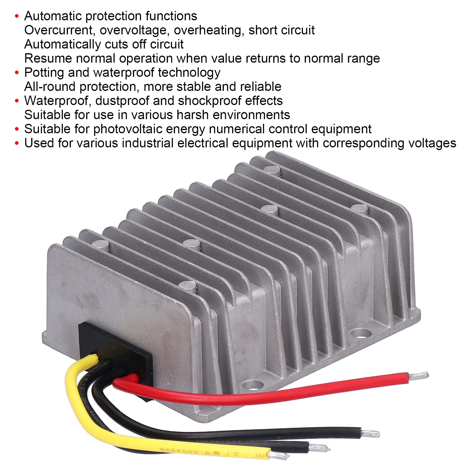 Buachois Convertitore DC/DC Riduttore Regolatore 36V/48V Step Down to DC 24V 30A 720W Convertitore Impermeabile con Porta USB Custodia Protettiva per Auto Car Truck