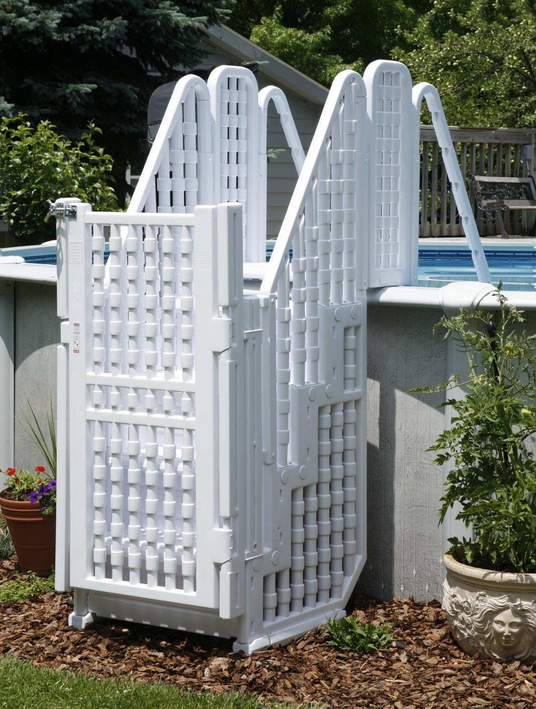 Above-Ground Pool Steps, Ladder w/ Gate & Lock