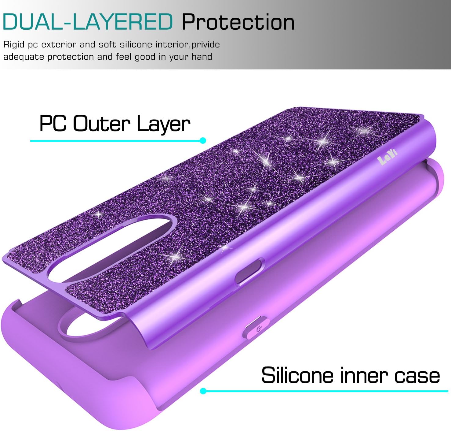 LeYi Compatible for LG Stylo 4 Case, LG Stylo 4 Plus Case, LG Q Stylus Glitter Case with Tempered Glass Screen Protector [2 Pack], Bling Girls Women Heavy Duty Protective Case for LG Stylo 4