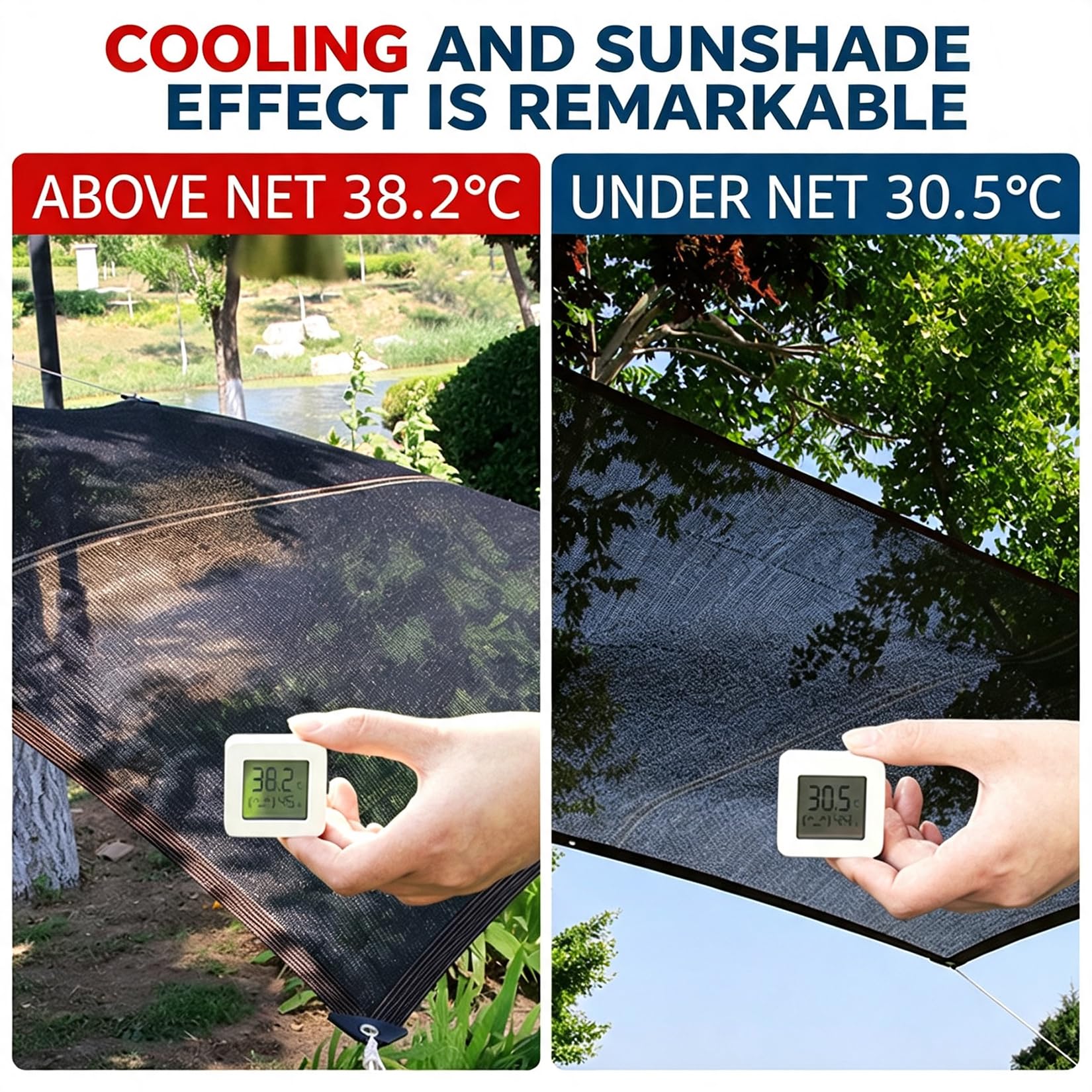 Schwarzes Schattennetz HDPE Sonnenschutznetz mit Ösen 99% Beschattung