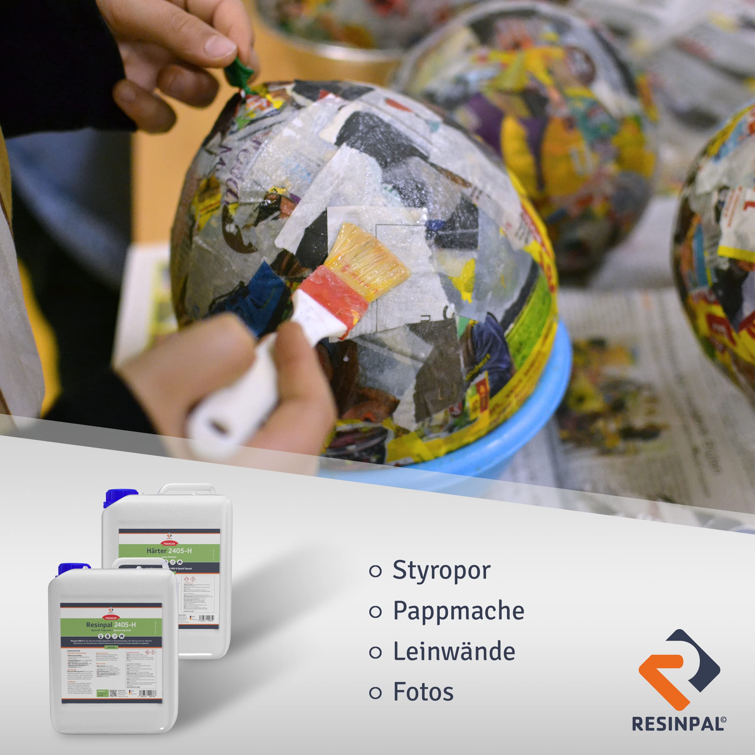 Epoxid Topcoat Resinpal 2405-H | 7,5 kg Epoxy-Topcoat-Set | Glaskar und geruchsarm | Zum Versiegeln und Beschichten | Für Bootsreparatur und als Holzschutz |UV-Resistent | Auf Basis Epoxidharz |