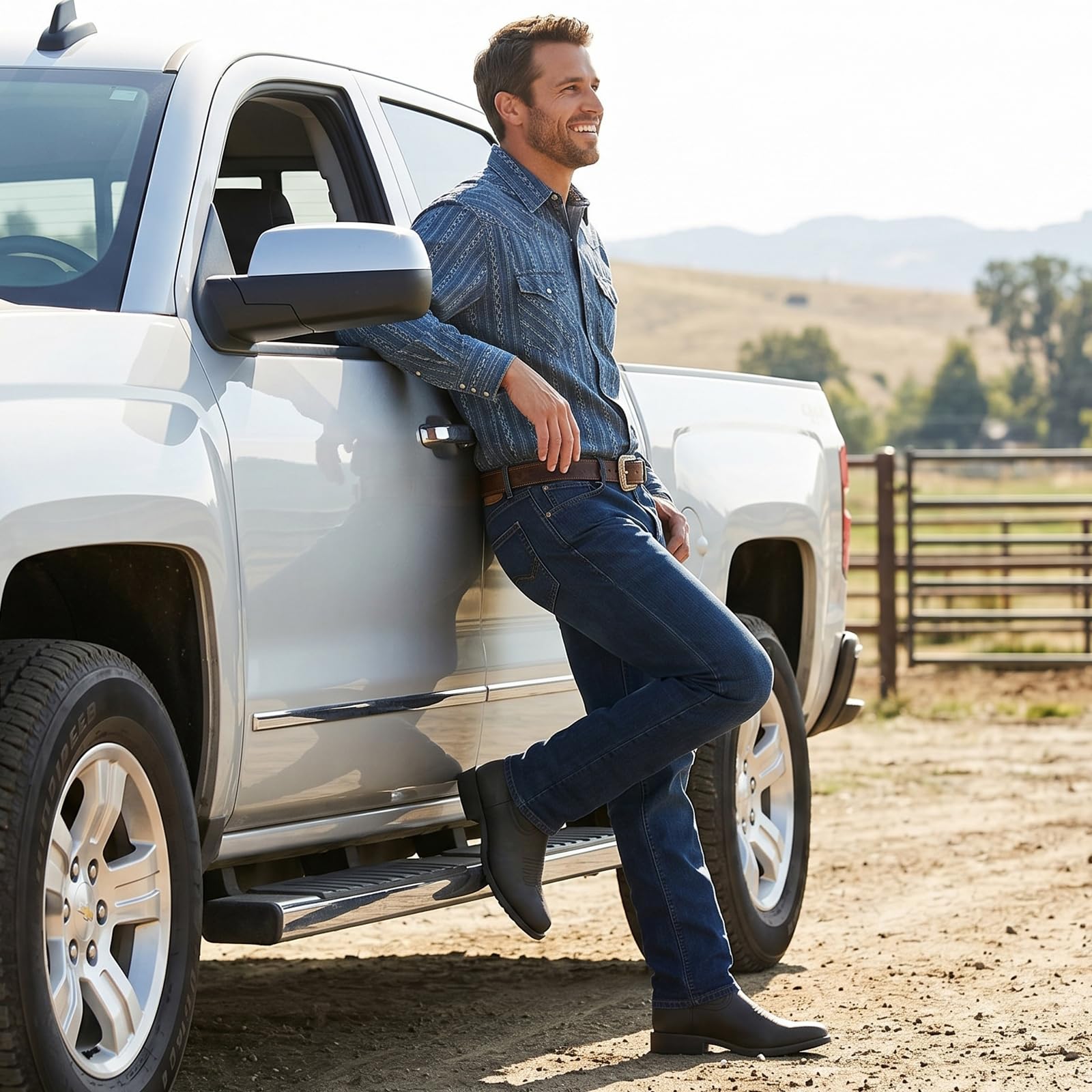 J's.o.l.e Stivali da cowboy da uomo, punta tonda, stivali da lavoro western, resistenti al silp