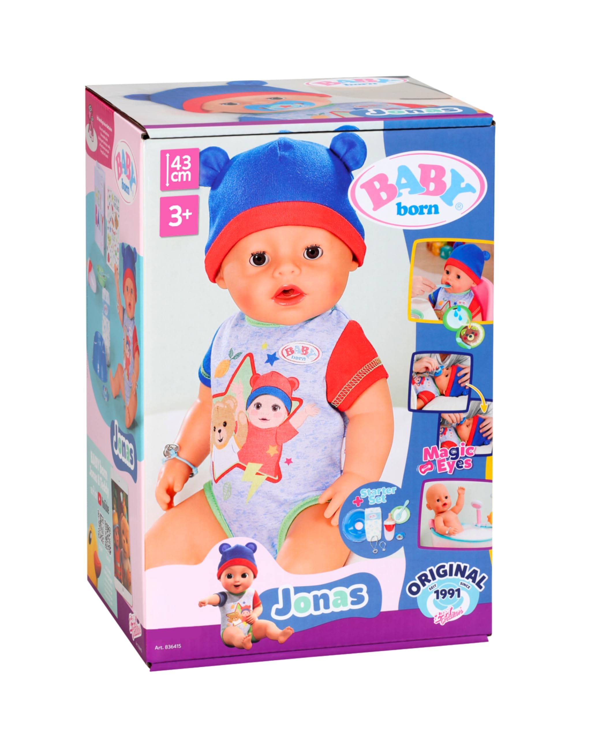 Baby Born Jonas - muñeco de 43 cm con 10 Funciones, Accesorios y Pelele incluidos. Funciona sin Pilas. Apto para niños a Partir de 3 años. | Accesorios incluidos, mono incluido, funciona sin pilas, a partir de 3 años