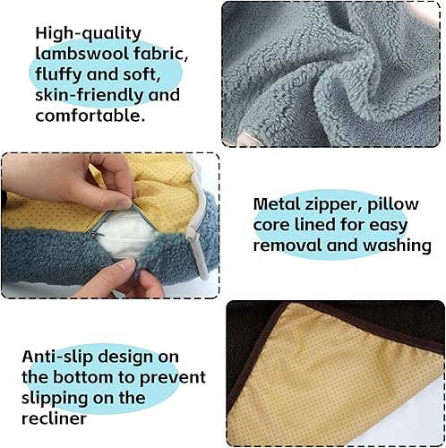 Miniatura 3 de S-SNAIL-OO Almohada cervical para sillón reclinable (22 x 14 pulgadas), rollo de cuello de lana ajustable, cojín antideslizante para reposacabezas