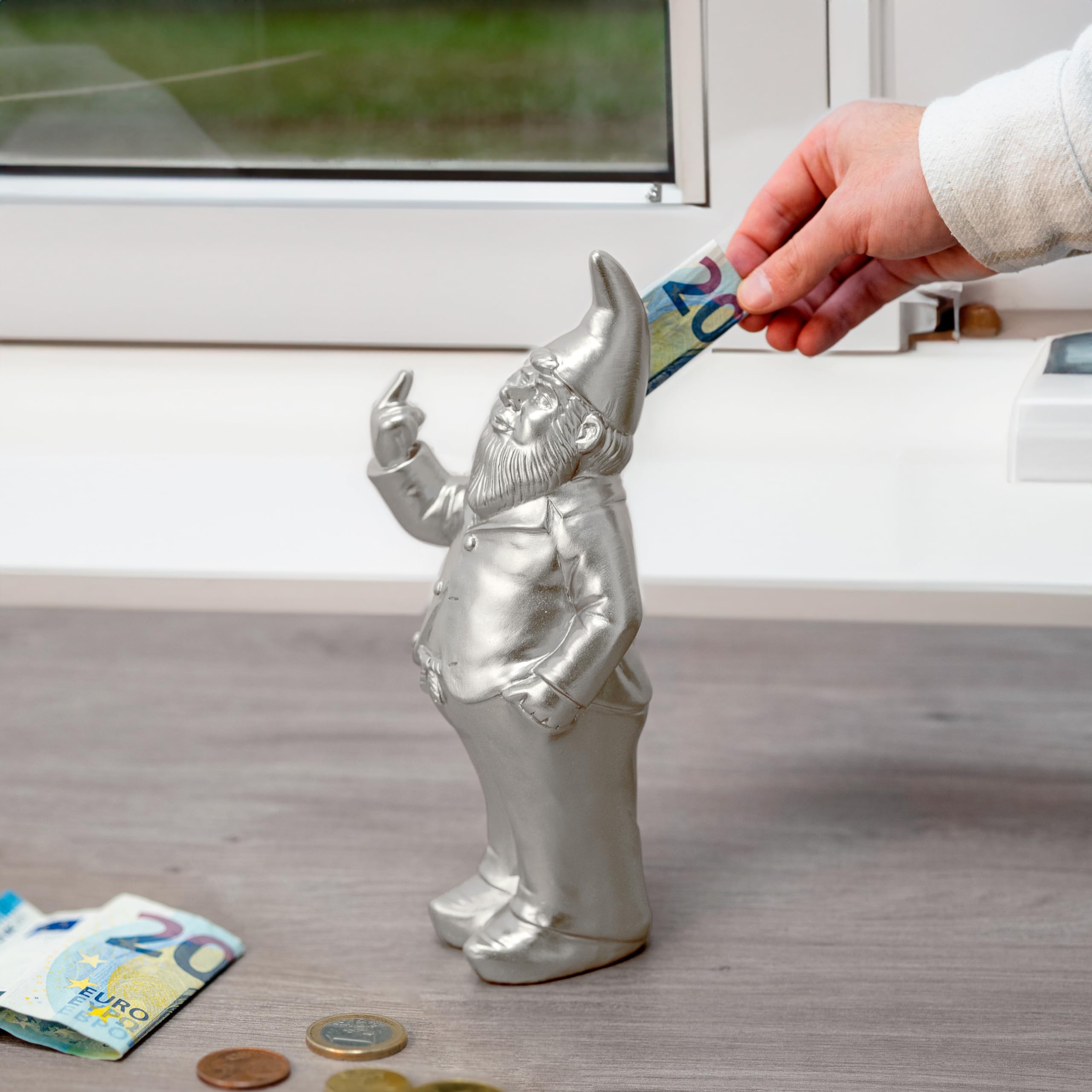 Fisura - Oryginalna skarbonka "skrzat". Duża skarbonka z kształtem. Zabawna skarbonka na prezent. Złota skarbonka. Wymiary: 27 x 13 x 8 centymetrów. Materiał: Polyresin