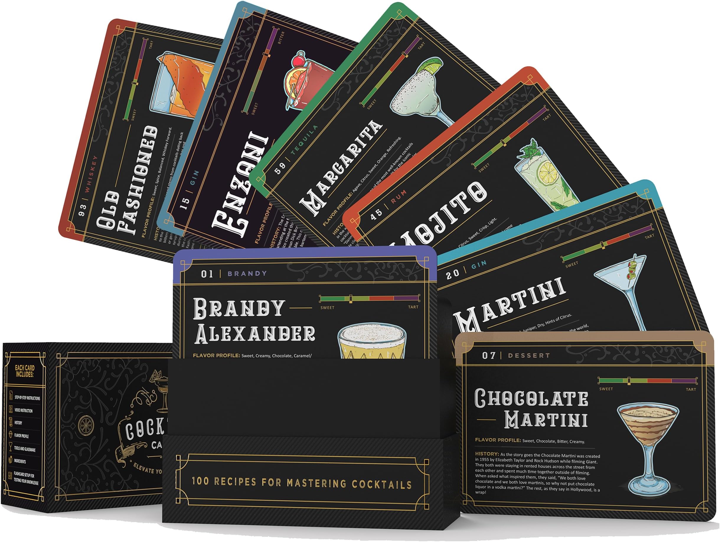 Cocktail Cards: 100 Cocktail Recipes to Master Cocktails in Bartender Flashcard Form with Step by Step Cocktail Instructions and Video Instructions