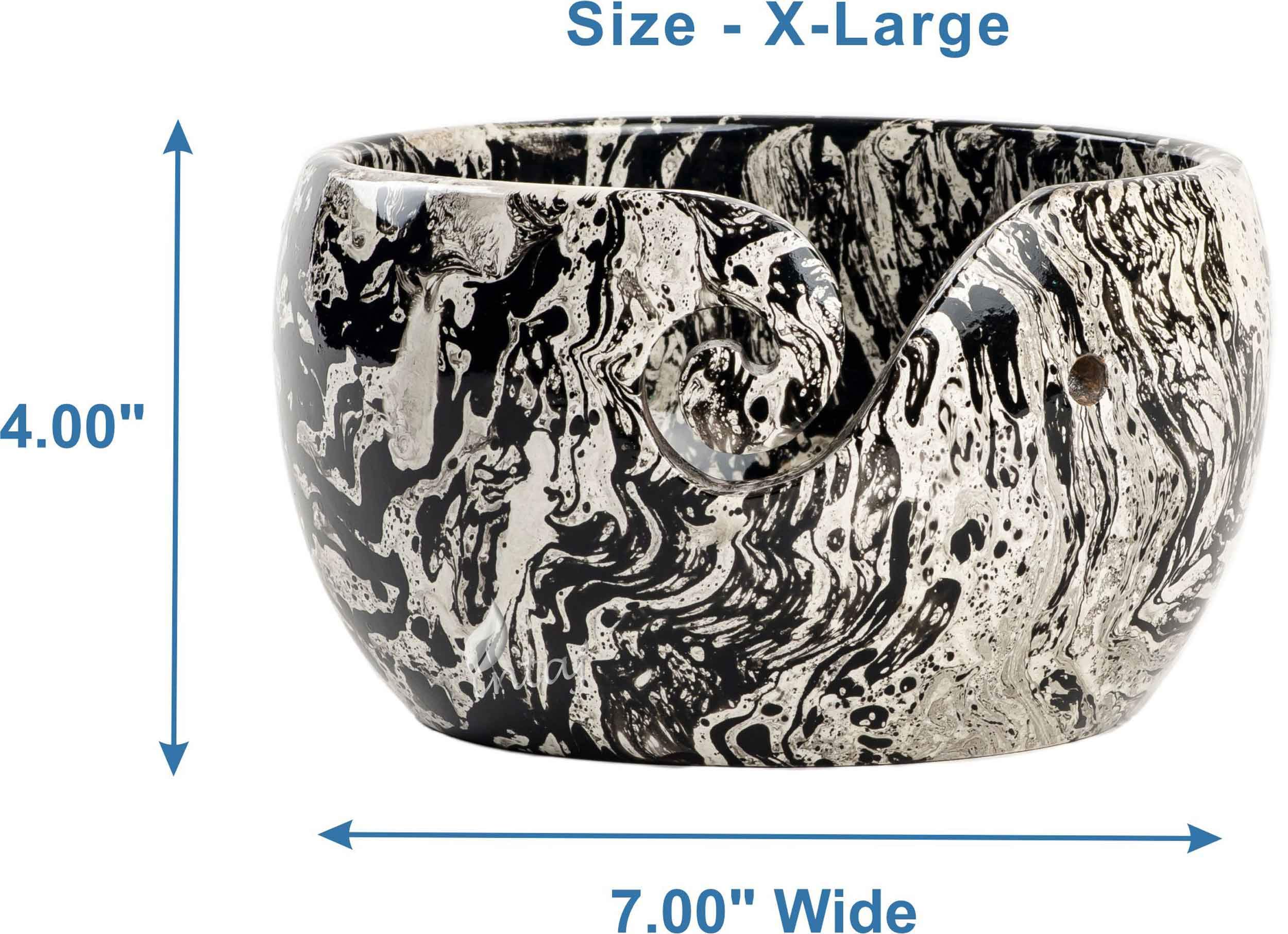 INTAJ Handmade Large Wooden Yarn Bowl for Knitting Crochet Perfect Yarn Holder Rosewood Bowl for Mothers Day Christmas Gift (X-Large - 7x4, Zebra)