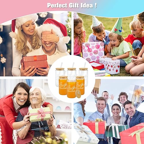 Miniatura 7 de Vaso con diseño de agradecimiento por ser impresionante con tapas de bambú y popote de vidrio, paquete de 12 latas de cerveza inspiradoras de