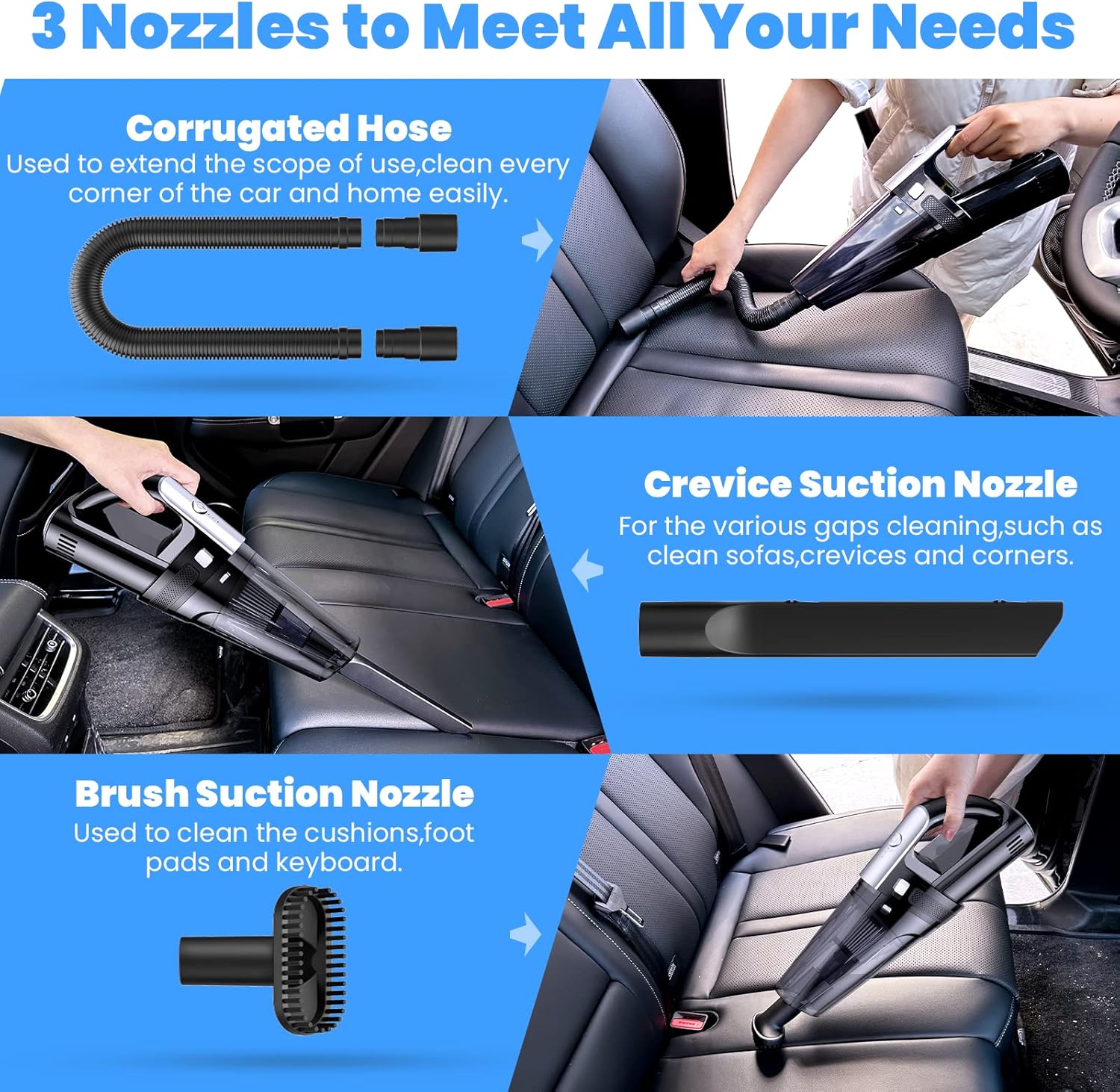 Coovee Aspirapolvere Portatile, Aspirabriciole Senza Fili potente 10000PA 120W, 6000mAh Elettrico Aspirapolvere Auto, per Auto, Casa, Animali Domestici e Spazi Ristretti Coovee Aspirapolvere Portatile, Aspirabriciole Senza Fili potente 10000PA 120W, 6000mAh Elettrico Aspirapolvere Auto, per Auto, Casa, Animali Domestici e Spazi Ristretti