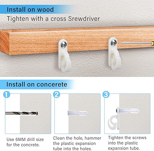 Miniatura 7 de HKCLAVUS Ganchos en espiral para colgar, alambre de luz y clips de luz LED de Navidad, ganchos de pared de patio para festivales, fiestas de Año