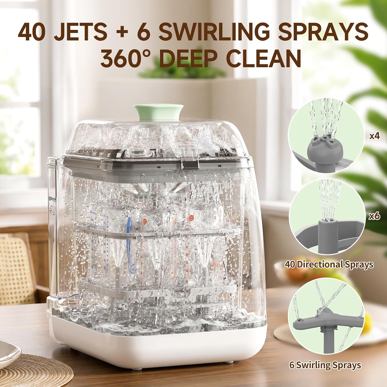 Vitalcozy Baby Bottle Washer Pro,All-in-One Bottle Washer,Steam Cleaner&Dryer,Water Softener&HEPA Air Filter,Holds 6 Baby Bottles,Effortlessly Cleans Pump Parts & Baby Essentials,Time-Saving