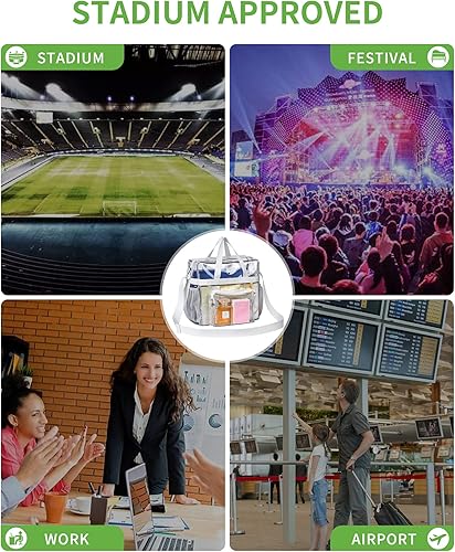 Vista 93 de MAY TREE Bolsa transparente para eventos en estadios de 12 x 6 x 12 pulgadas, bolsa de almuerzo transparente con correas reforzadas para trabajo