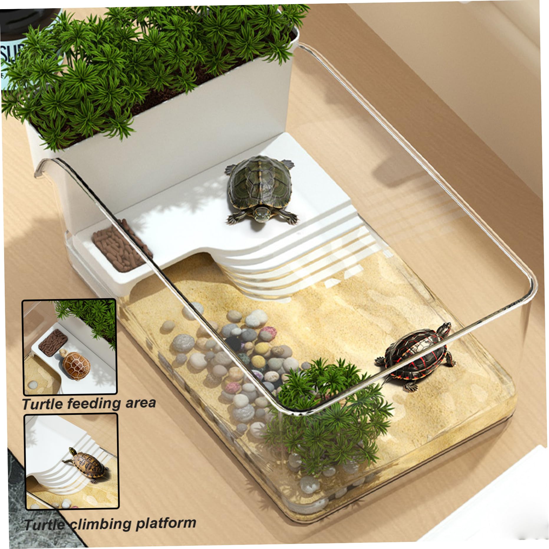 Aquarium, kit Complet d'habitat pour Tortues avec Zone Multifonction et Filtre à Eau pour Tortues et Animaux Aquatiques Aquarium pour Poissons pour pour