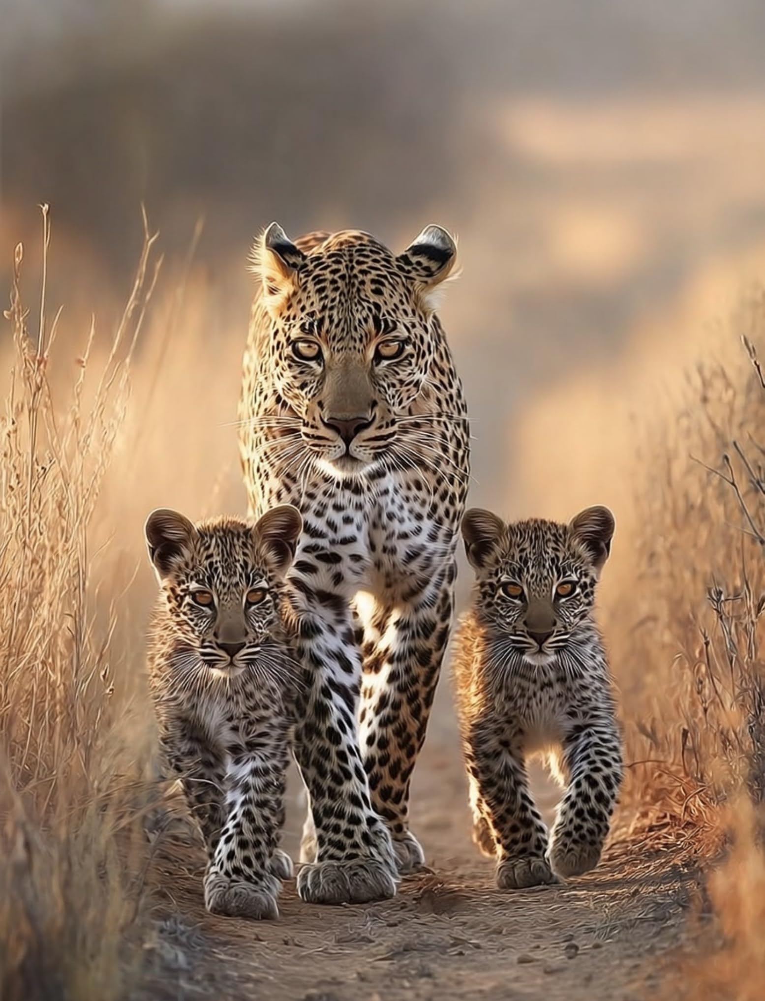 WANGWANGMIAO Paint by Numbers Kits for Adults,Leopard Mother Babies Painting by Number Kits On Canvas,DIY Color Acrylic Oil Paints Home Wall Decor 16x20inch/40×50CM，with Frame