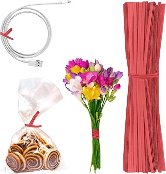 APQ Red Metallic Twist Ties for Bags, 4 inches. 2000 Pack Paper-Coated Bread Twist Ties for Treat Bags. Reusable Bread Ties. Light Metallic Twist Tie. Heavy-Duty Twisty Ties for Bags