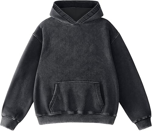 Womens Oversized Acid Wash Hoodie Unisex Heavyweight Cotton - Basketball Gifts For Her