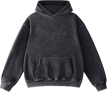 FAIABLE Mens Hoodies Oversized Unisex Acid Wash Hoodie Heavyweight Fleece Vintage Cotton Sweatshirt Men Women Streetwear