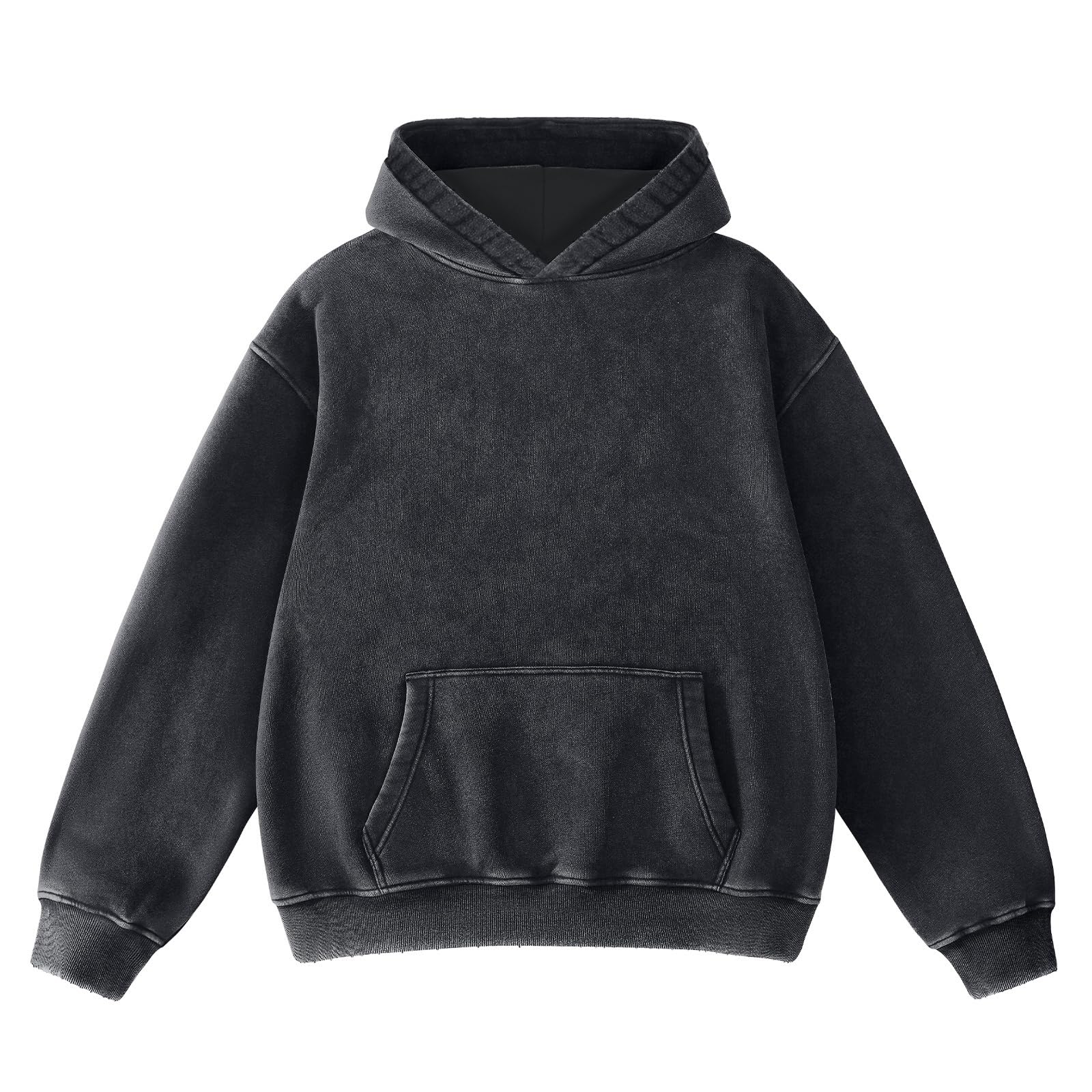 Men's Oversized Acid Wash Hoodies Heavyweight Cotton Fleece Sweatshirt Loose Fit Fall Winter Casual Streetwear Pullover