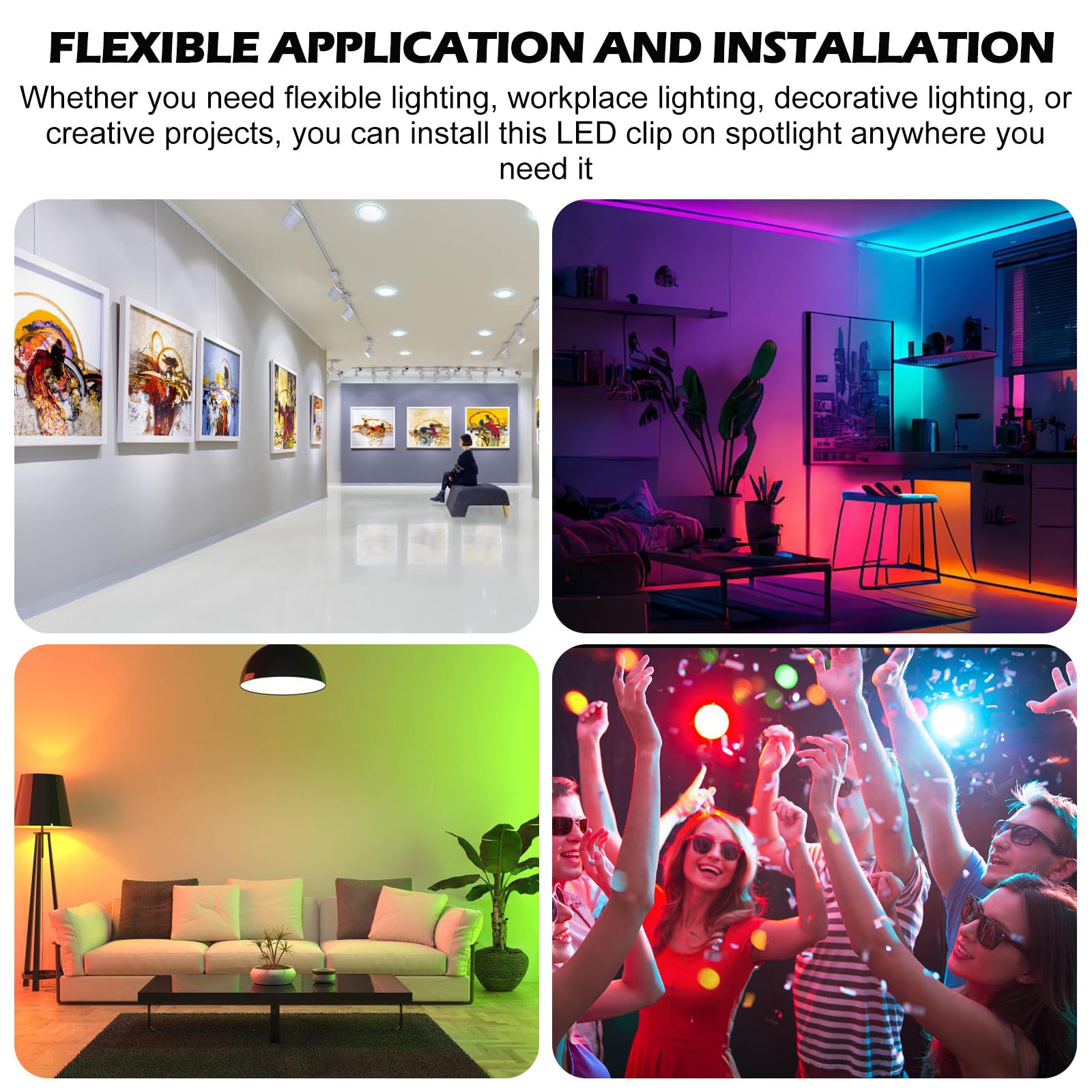 PORFOYO LED Spot Klemmstrahler, 6W RGB LED Klemmspot mit Fernbedienung, Strahler Klemmstrahler mit Stecker und Schalter, Schreibtischlampe, 4 Modi 16 Farbtöne, Wasserfester Klemmlampe für Innen Außen
