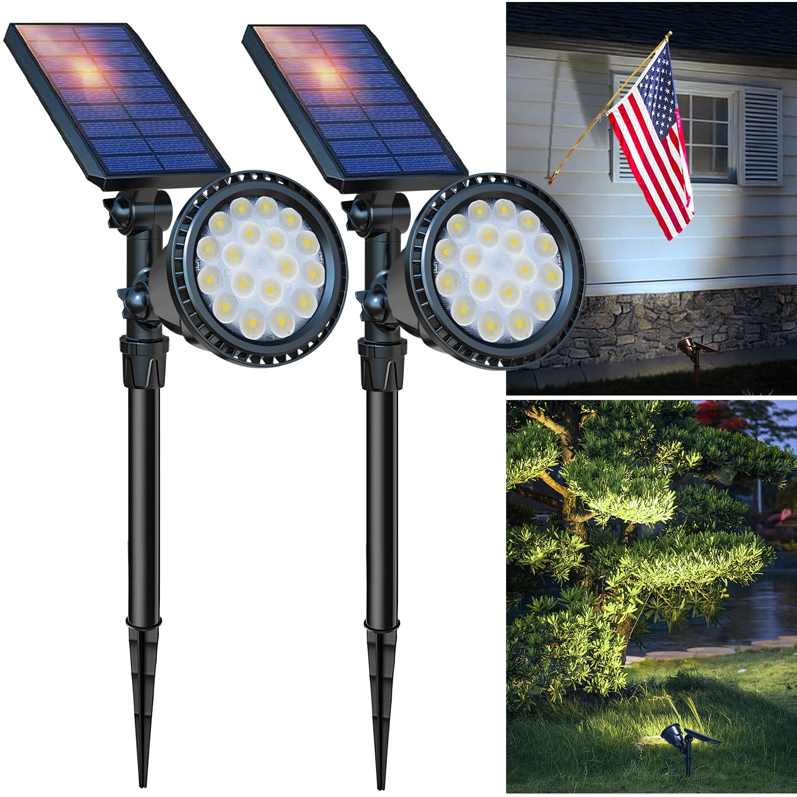 2 Pack Solar Spotlights