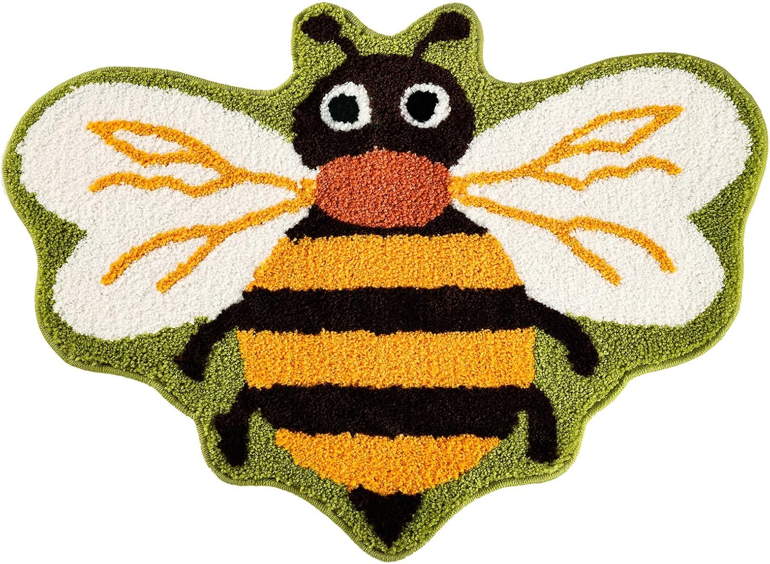 Cute Bee Shape Bathroom Rug, Soft Plush Kawaii Animal Tufted Bath Room Mat, Non-Slip & Machine Washable, Absorbent & Quick Dry Floor Door Mat Home Decor for Shower, Tub and Sink, 23.6"x31.5"