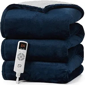 EHEYCIGA Heated Blanket - Full Size, 9 Heating Levels, Auto Off, Soft Cozy Sherpa, 72 x 84 Inches