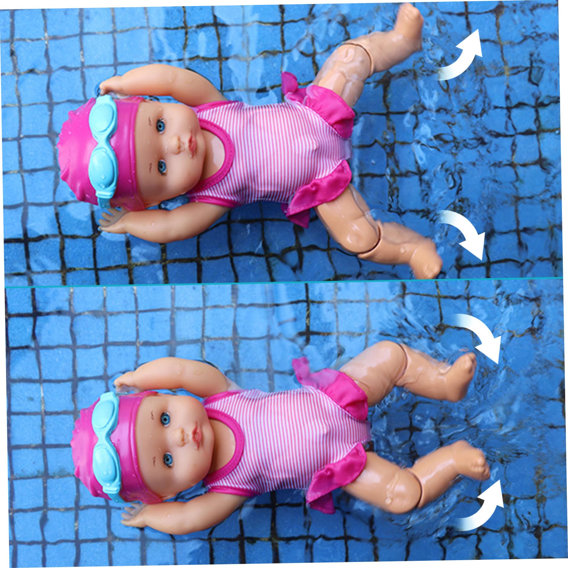 Bambolina Nuota con Giunto Mobile Bambolina Nuoto a Rana Alimentata a Batteria con Tuta Staccabile Bambolina Realistica Impermeabile per Piscina Senza Batteria