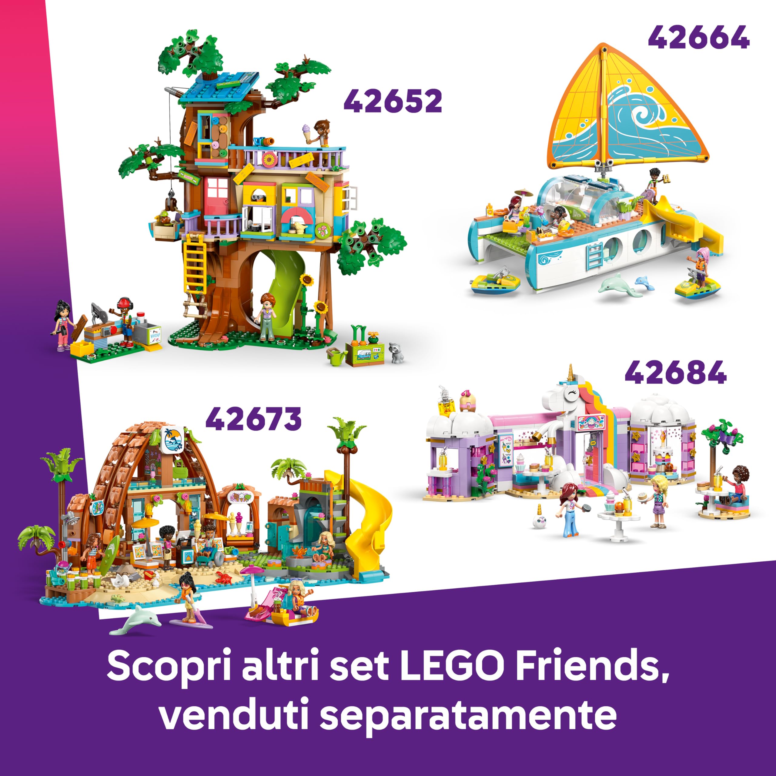 LEGO Friends Casa sulla Spiaggia con Foche Giocattolo - Miniatura da Costruire con 3 Mini Bamboline, 2 Animali Marini e Accessori tra cui Tavola da Surf e Kayak - Regalo per Bambine da 7 Anni - 42699