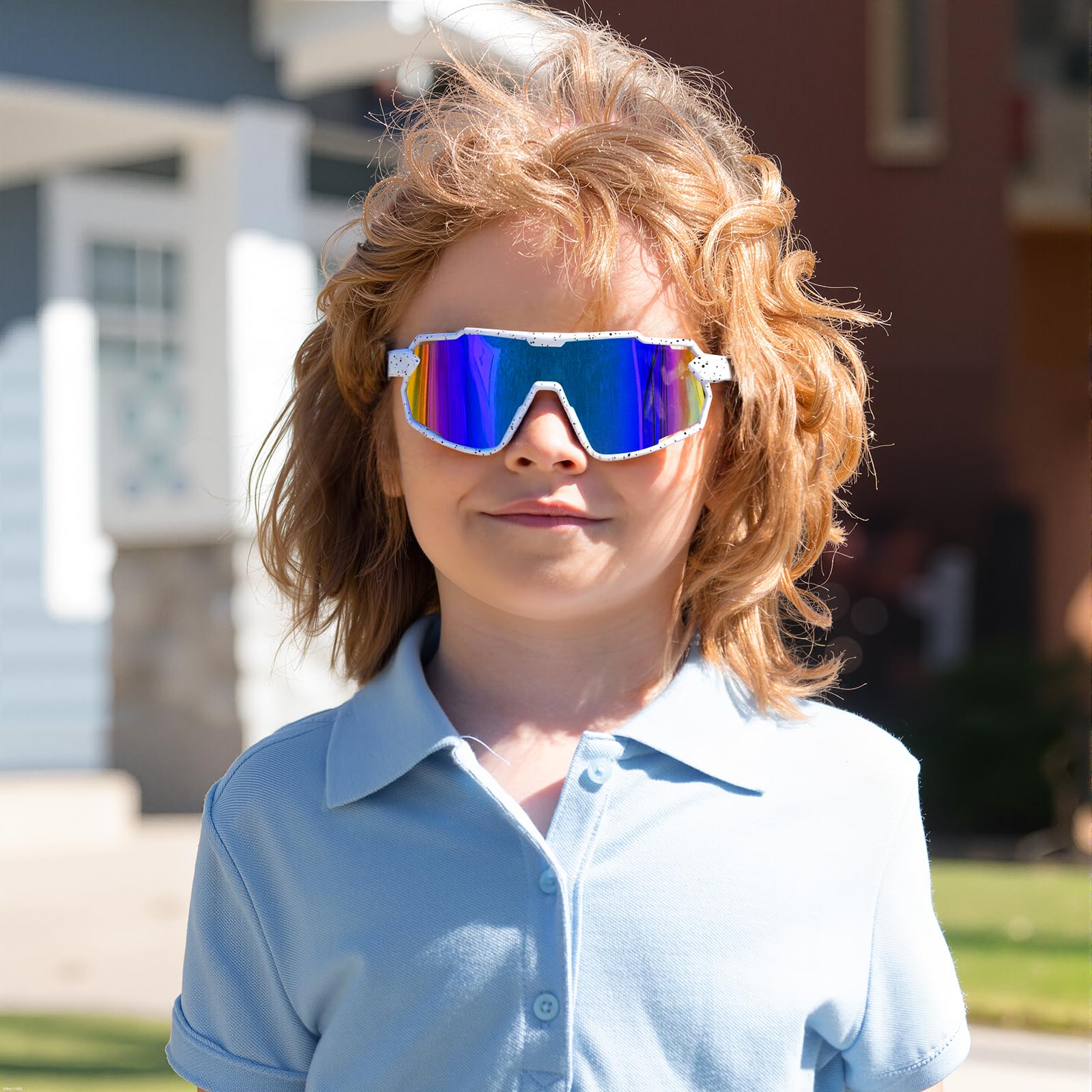 Occhiali da Sole Bambino 6-15 Anni Protezione UV400 Occhiali Polarizzati Ciclismo Bici Sportivi Running per Bambini Ragazzi Ragazze