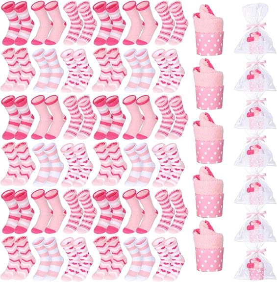 Chuarry 24 Pairs Fuzzy Socks Bulk Cupcake Socks Gift Fuzzy Socks for Women